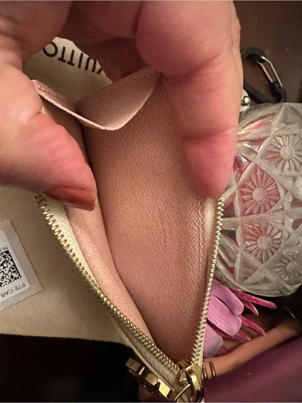 Louis Vuitton Pink and Damier Azur Card Slot Zip Pouch